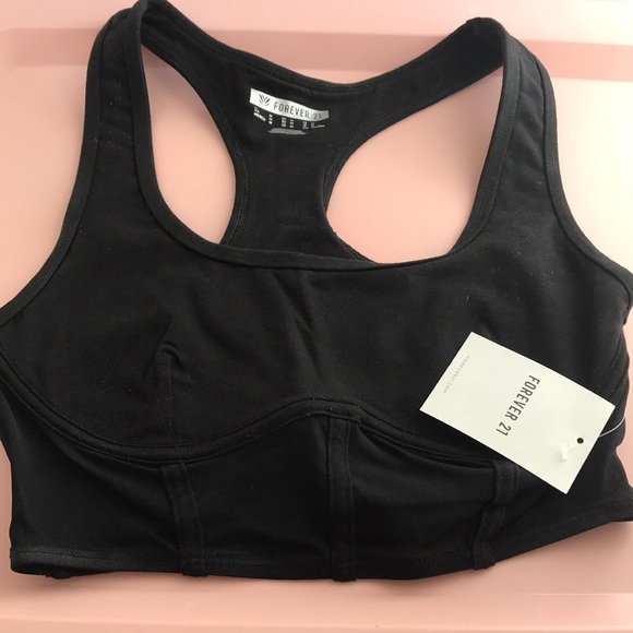 Forever 21 Mesh Corset Longline Sports Bra NWT - Picture 4 of 5